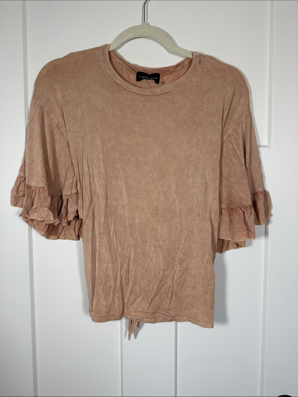 Dusty Rose Ruffle Sleeve Cotton Tee